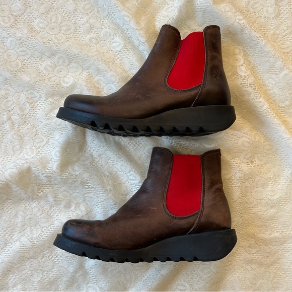 Fly London Shoes - Fly London Salv SALV-060 Womens Brown Leather Slip On Chelsea Boots size 37